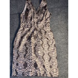 Banana Republic Sheath Dress Womens Size 6 Multi Snake Print Empire Waist V Neck